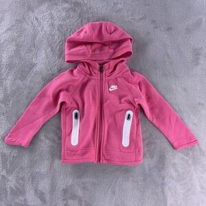 Nike Zip Up Tech Hoodie Toddler Girls‎ Size 24 Months Pink Full Zip Jacket